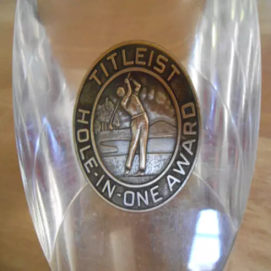 Vintage Titleist Hole-In-One Award medal trophy acrylic decor paperweight EUC