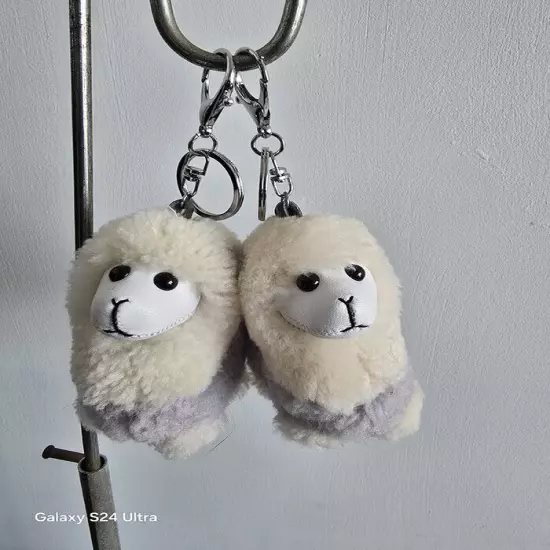 Lamb fur decoration key chain bag's pendant cell phone ornament 2pcs sheep charm