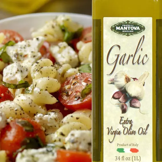 Garlic Extra Virgin Olive Oil (EVOO), Cold-Pressed, Imported from Italy. Topp...