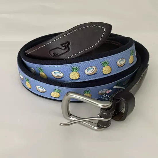 Vineyard Vines 38 Blue Yellow Pineapple Coconut Tropical Shep & Ian Belt