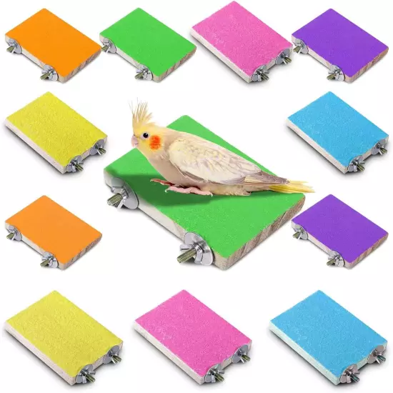 12 Pcs Bird Perch Stand Toy blue, yellow, pink, orange, purple and green 