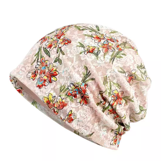 Women's Floral Lace Beanie Hat Cancer Chemo Cap Turban Multiple Colors Headwear