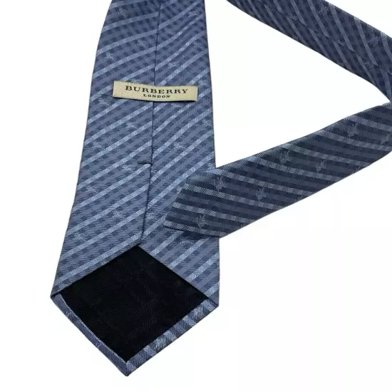 BURBERRY Blue Plaids & Checks Monogrammed Logo Silk LUXURY Tie ITALY