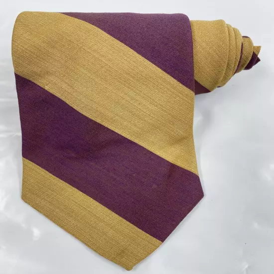 Vintage Beau Brummel Wool Blend Striped Regimental Purple Tie Men's 3.8" x 57"