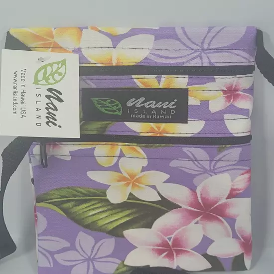 NANI ISLAND NIGHT BLOOMING BOUQUET LAVENDER IPHONE/PASSPORT BAG 7.5"Hx5"W NEW 