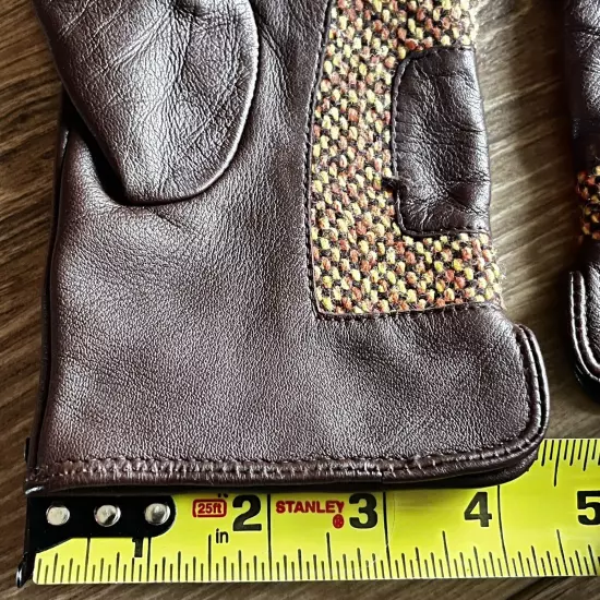 Echo Brown Leather Women Gloves Size Large Polyester Lining Winter Driving Warm