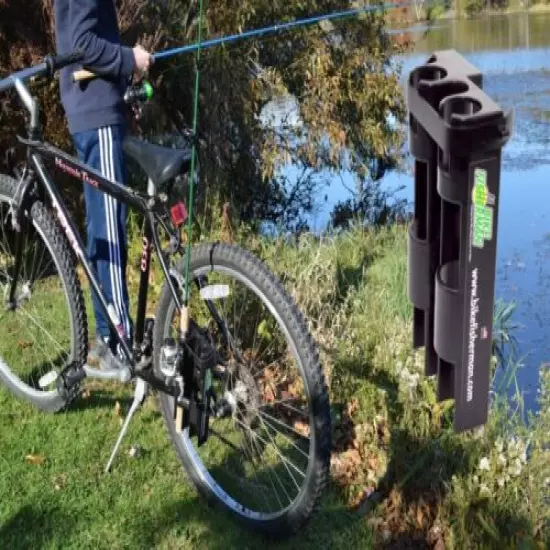 BIKE FISHERMAN - The Fishing Rod Holder for Bikes - Holds 2 Spinning Rods 