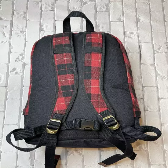 LL Bean Backpack Bookbag Wool Blend Plaid Flannel Laptop Tablet Travel School