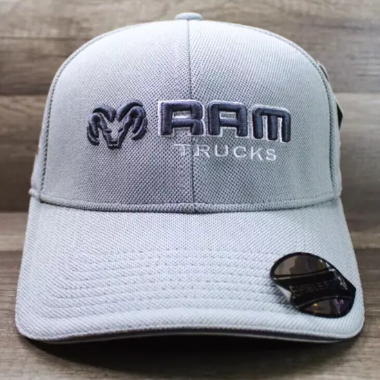 NWT-Ram Trucks Mike Terry Auto Gray A-Flex Fitted Hat Cap Unisex Adults M/L