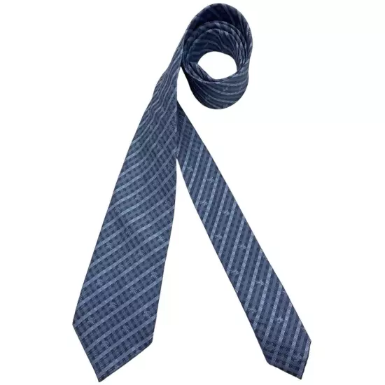 BURBERRY Blue Plaids & Checks Monogrammed Logo Silk LUXURY Tie ITALY