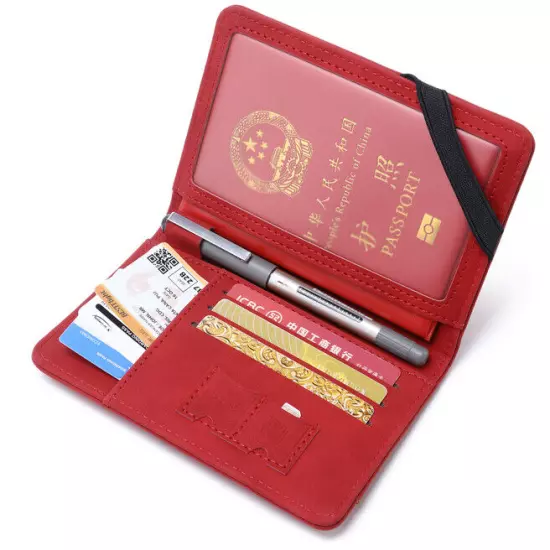 Family Travel Wallet Passport Holder RFID Blocking Document Organizer Bag Case