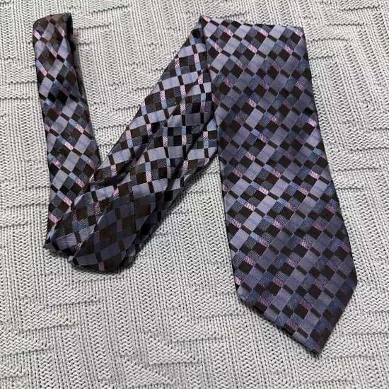 Ted Baker purple woven plaid silk tie