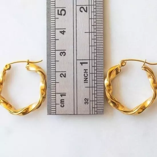 Gold Twist Hoop Earrings Waterproof on trend Hoops lightweight gift for her