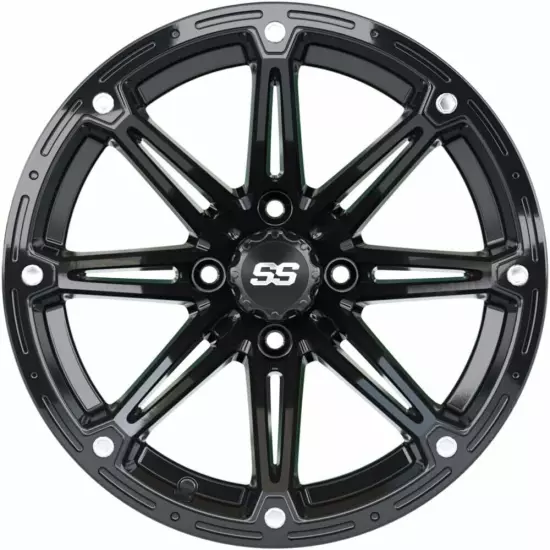 Set of 4 GTW 14" Element Matte Black Lifted Golf Cart Wheels on 23" A/T Tires