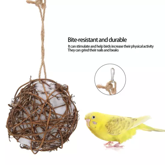 Parrot Rattan Ball Toy With Cotton Durable Parrot Rattan Ball Hanging Toy For