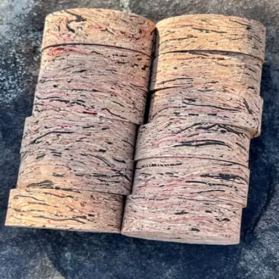 Cork Rings 36 Red Wave Burl 1 1/4" x 1/2" x 1/4" Hole, Great New Rings!