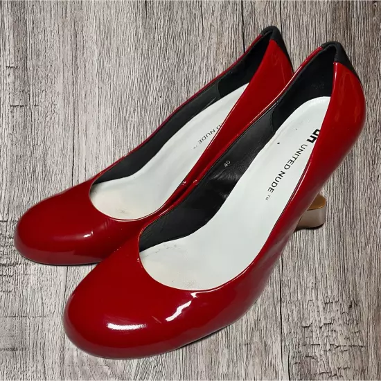 United Nude EAMZ high heel dress pump. Patent leather red. Size 9