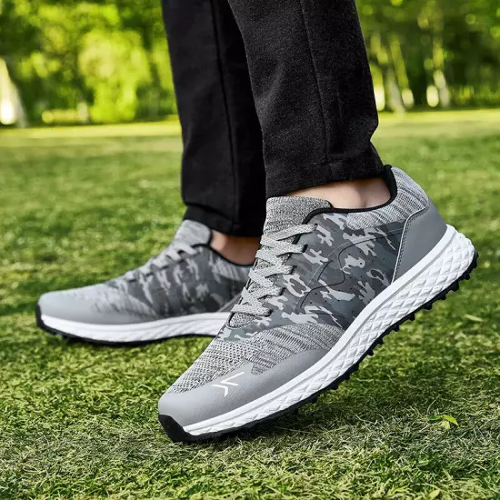 Breathable Mesh Lace-up Golf Shoes Men's Comfortable Non-Slip Outdoor Sneakers