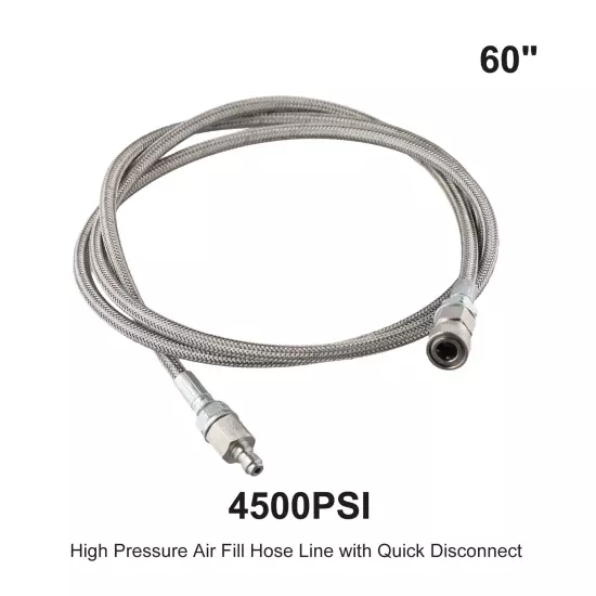 Professional Grade 60 Inch Fill Whip Hose Extension in Stainless Steel