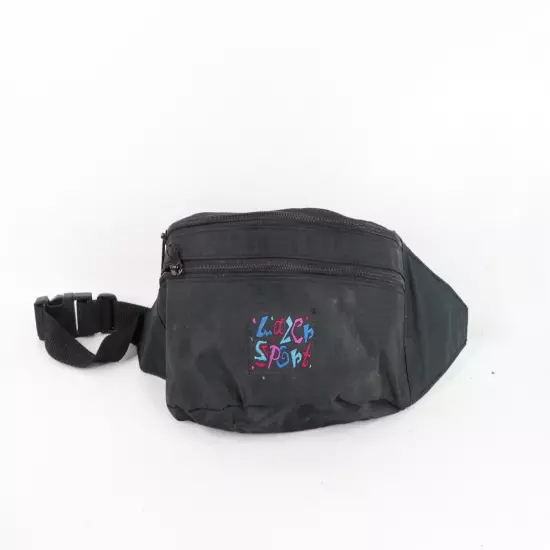 Vintage 90s Streetwear Lazer Sport Spell Out Belted Fanny Pack Waist Bag Black