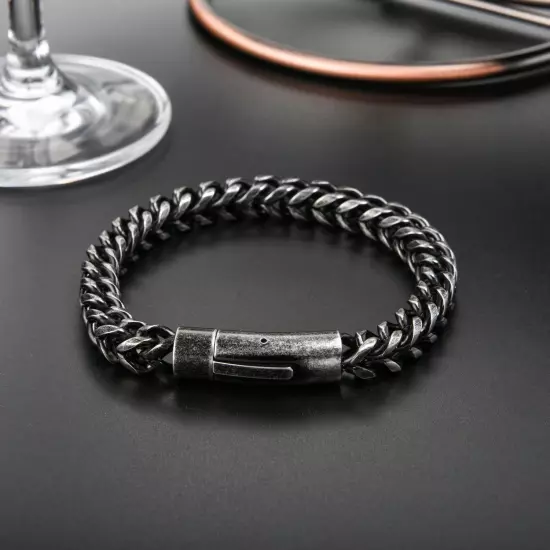 Men's Stainless Steel Round Mill Simple Fashion Titanium Steel Vintage Bracelet