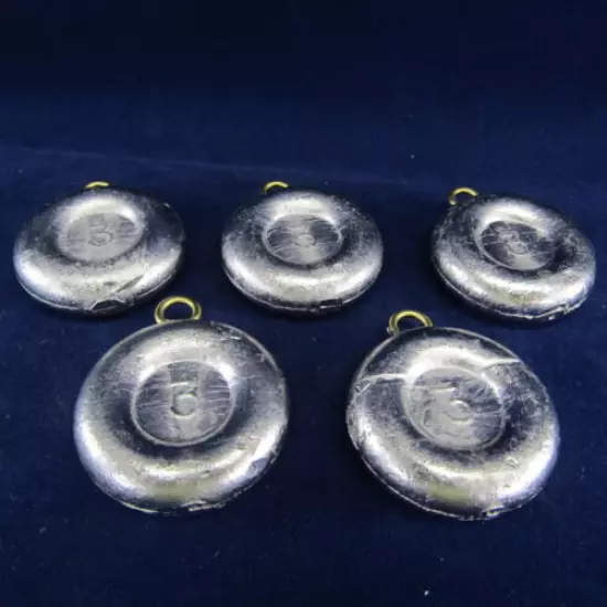 River / Disk / Coin Sinkers 3 oz - Packages of 5, 10, 25 or 50 available.