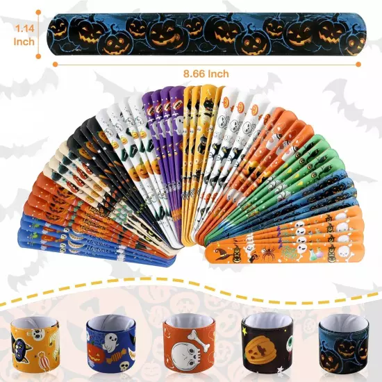 48 PCS Halloween Slap Bracelets Toys for Kids Girls Halloween48 