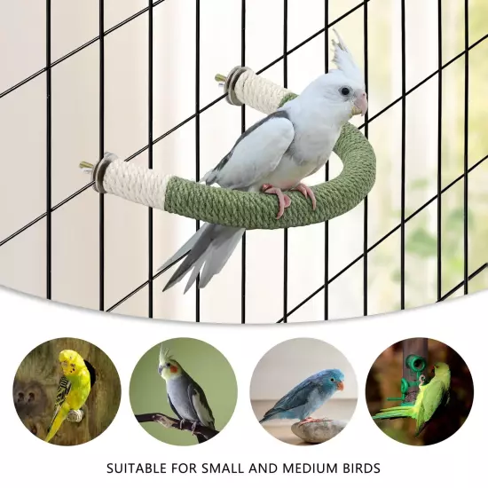 Medium Bird Stand Perch U Shape Hemp Rope Green Wood Parrot Perches for Mediu...