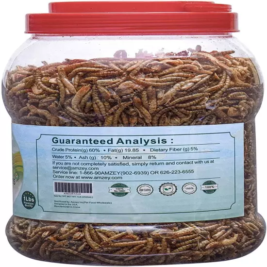 Amzey Shrimp & Mealworms 100% Non-Gmo Dried Mealworms - High-Protein Mea