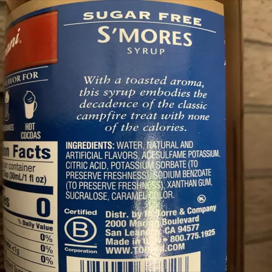 Sugar Free S'mores Flavoring Syrup - 750 ml - STOCK SUPPLY