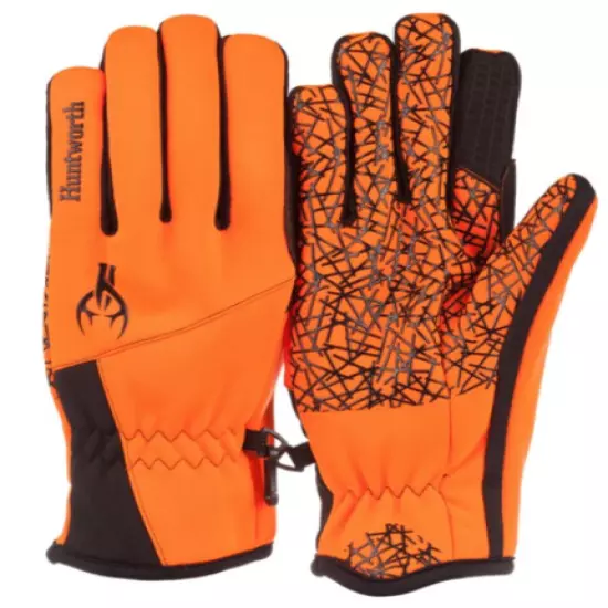 HuntWorth Blaze Orange Stealth Hunting Gloves Camo Shooting Fleece Water Repel