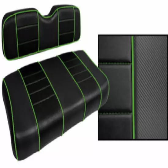 Golf Cart Custom Seat Covers Carbon Fiber Black Lime Green EZGO Medalist/TXT