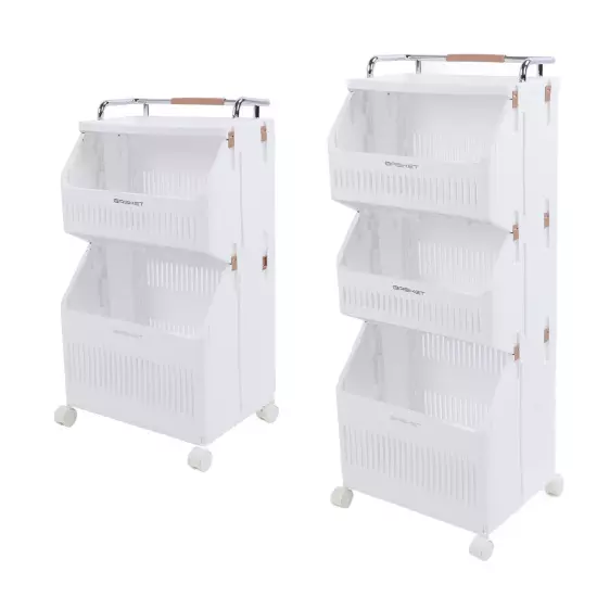 Rolling Storage Cart Multifunction Utility Rolling Storage Organizer Folding