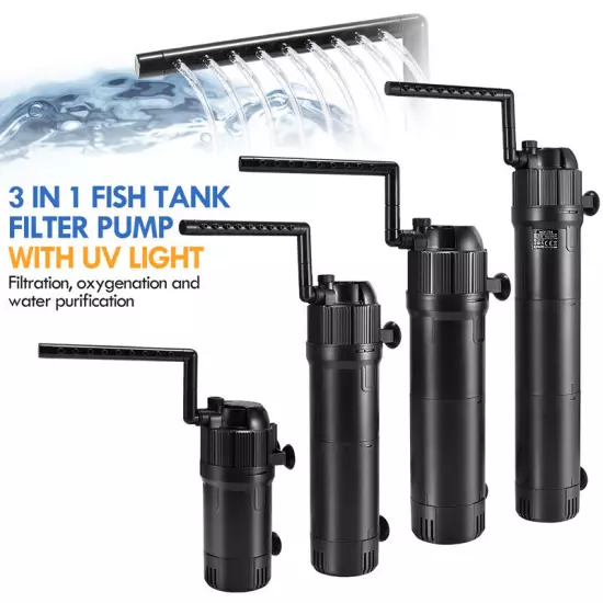 5-in-1 Internal Aquarium Fish Tank UV Sterilizer Filter Submersible Water Pump