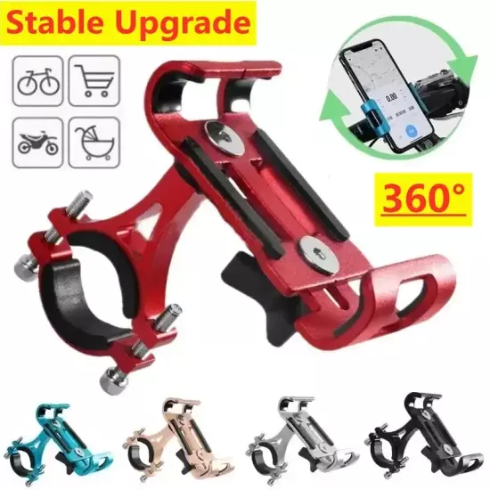 Metal Motorcycle Bike Phone Holder Aluminum Alloy Anti-Slip Bracket GPS Clip Bi