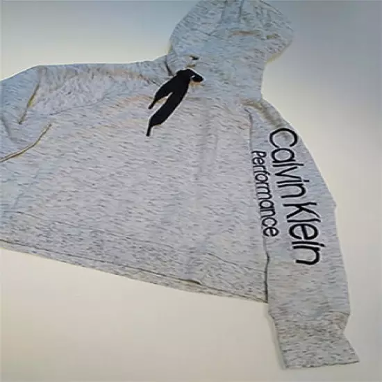 Calvin Klein Performance Relaxed Arm Logo Sweatshirt W/Hood Heather Grey (Large)