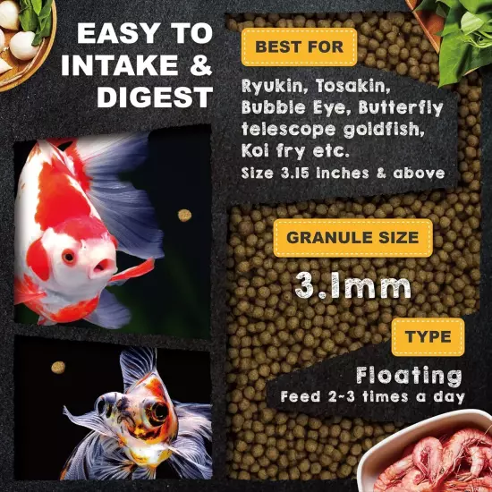 Ultra Fresh Floating Goldfish Food, Color Enhancing, Balanced Diet, All Natural 