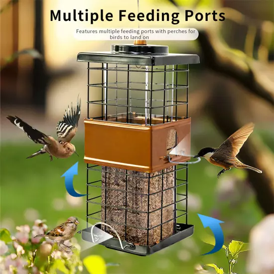 Squirrel Proof Bird Feeder Metal Mesh Bird Feeders for Outdoor Garden Patio Yard