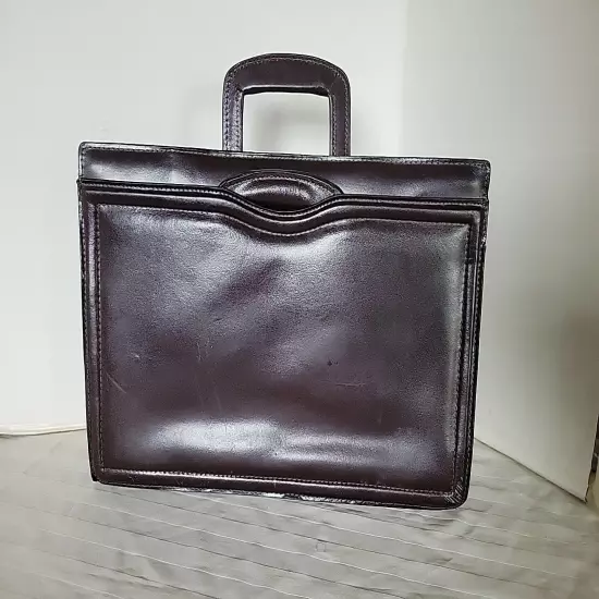 Classic Vintage Burgundy Leather Lawyer Business Document Briefcase Unisex