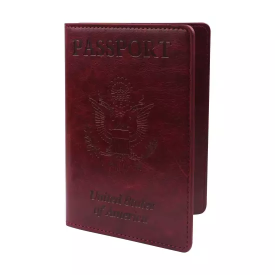 Leather Passport Vaccine Card Passport Holder Travel Wallet Blocking Case Cover