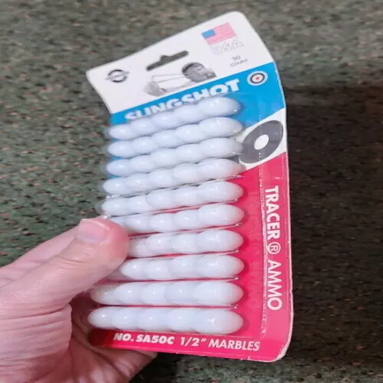 Trumark SA50C Slingshot 50 White Marbles Rounds 1/2 in Tracers Made in the USA