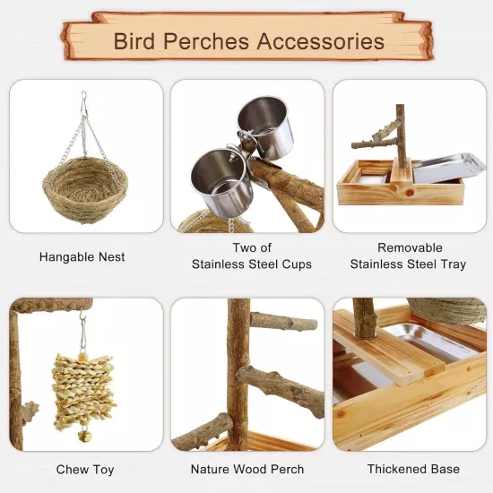 Mogoko Natural Bird Playground Perches, Cage Accessories, natural 