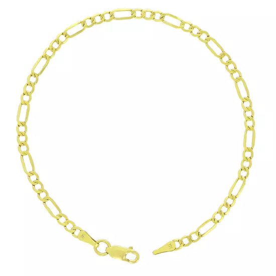 14K Yellow Gold 2mm-7.5mm Figaro Link Chain Necklace Bracelet Men Women 7"- 30"