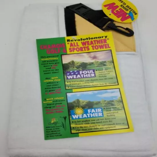 New Gazelle Golf White 25" x 17" Chamois All Weather Golf & Sports Towel 25”x17”