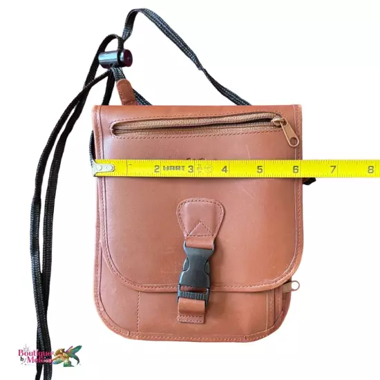 LL Bean Brown Full Grain Leather Travel Documents Wallet Crossbody Bag Belt