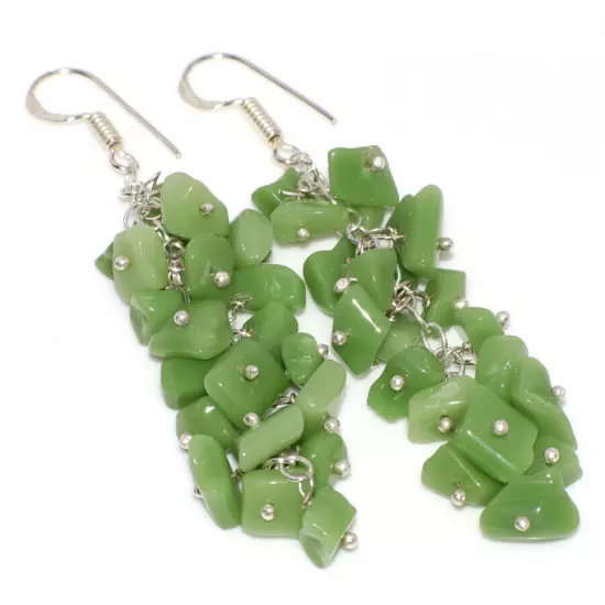 Natural Gemstone Beaded Grapes Cluster Drop & Dangle Earrings Size 2-3"