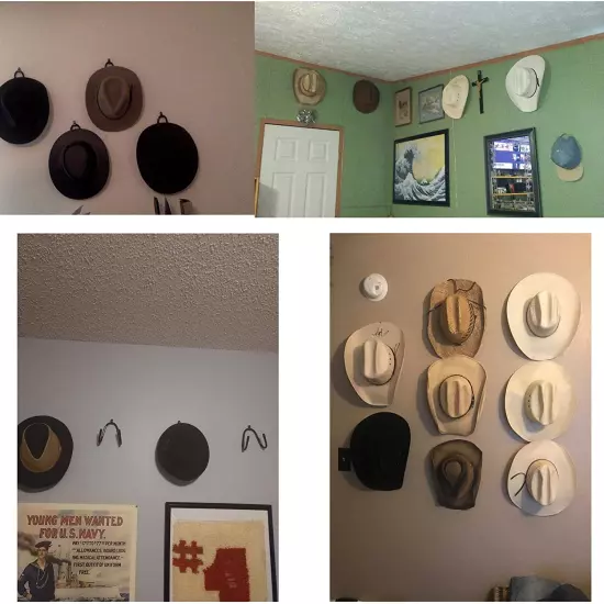 YYST Cowboy Hat Rack Hat Holder Hat Organizer Hat Wall Mount - 4/PK No Hat