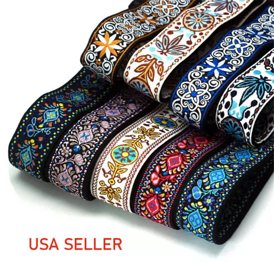 Embroidery Bohemian Cotton Electric Acoustic Guitar Belt Adjustable Soft Strap 