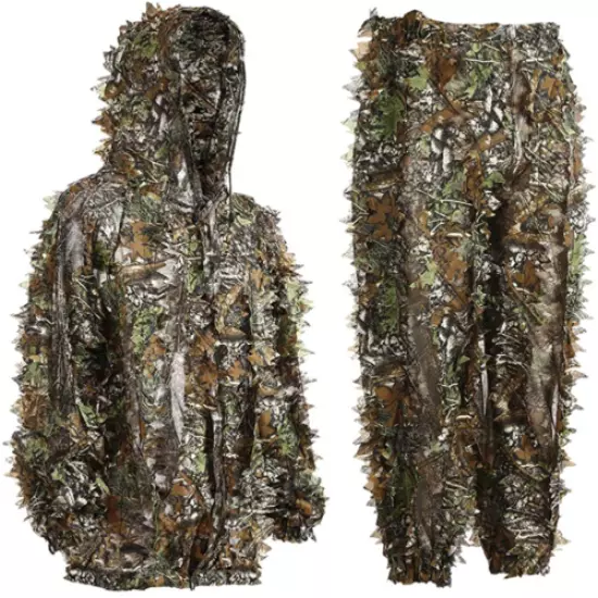 Ghillie Suit 3D Leafy Camo Hunting Suits Woodland Gilly Suits XL or XXL Costume