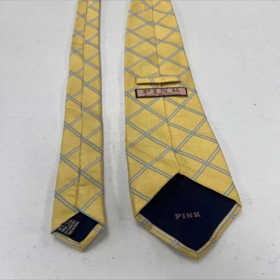 Thomas Pink Men's Yellow Argyle Silk Neck Tie $195